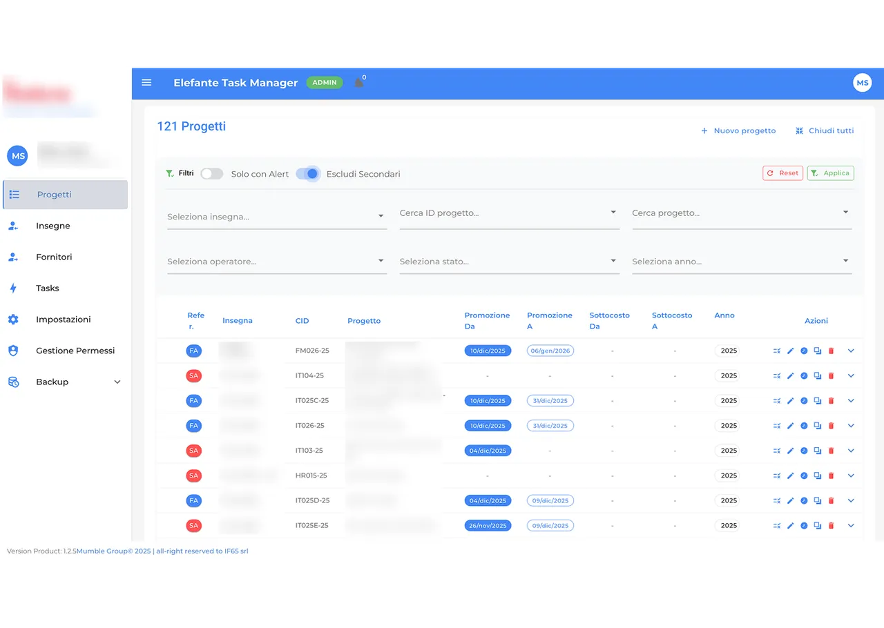 Dashboard Progetti