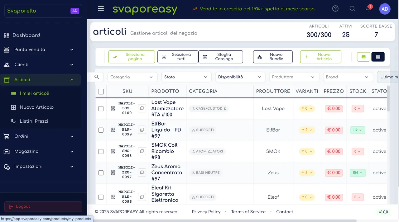 Gestione Prodotti Svaporeasy