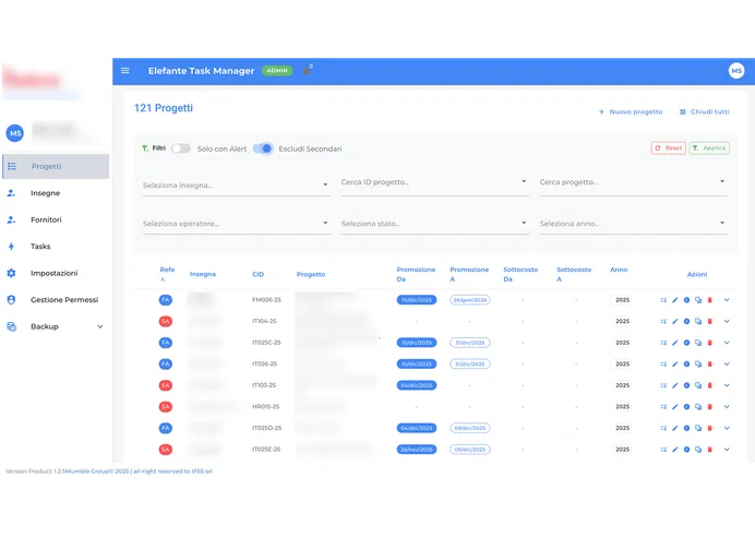 Dashboard Progetti